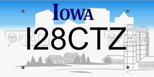 I28CTZ Iowa License Plate
