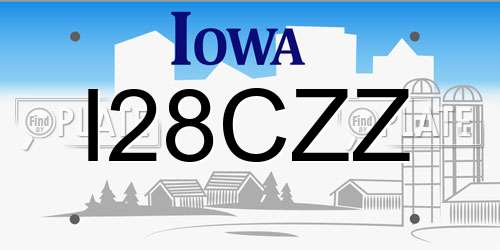 I28CZZ Iowa License Plate