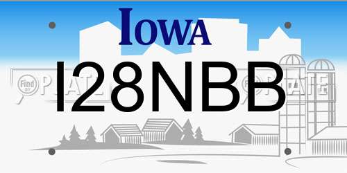 I28NBB Iowa License Plate