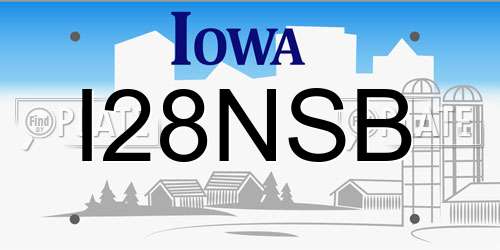I28NSB Iowa License Plate