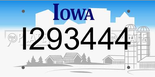 I293444 Iowa License Plate