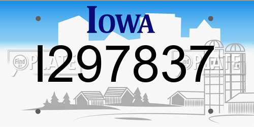 I297837 Iowa License Plate
