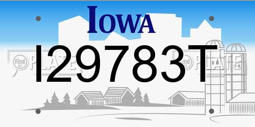 I29783T Iowa License Plate
