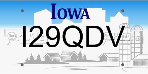 I29QDV Iowa License Plate