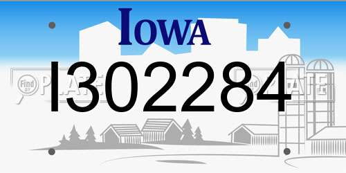 I302284 Iowa License Plate