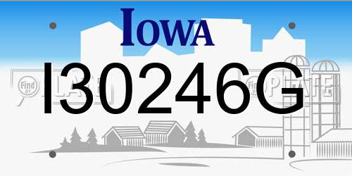 I30246G Iowa License Plate