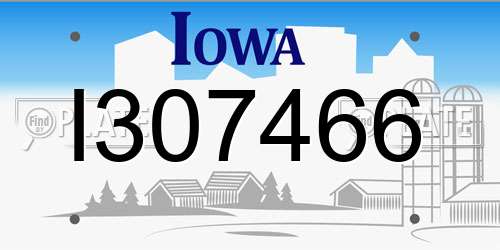 I307466 Iowa License Plate
