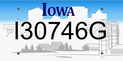 I30746G Iowa License Plate