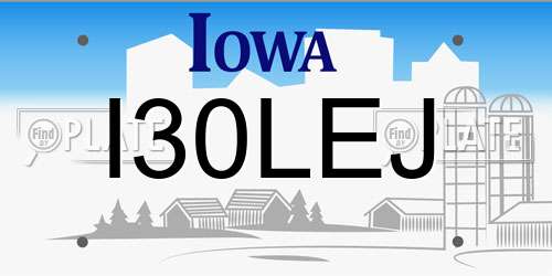 I30LEJ Iowa License Plate