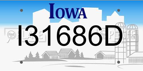 I31686D Iowa License Plate