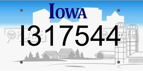 I317544 Iowa License Plate