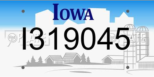 I319045 Iowa License Plate