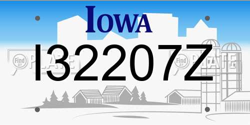 I32207Z Iowa License Plate