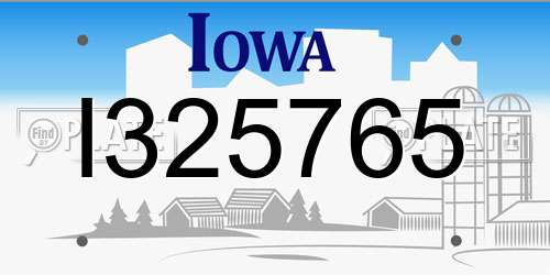 I325765 Iowa License Plate