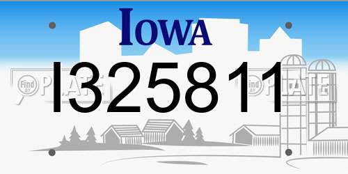 I325811 Iowa License Plate