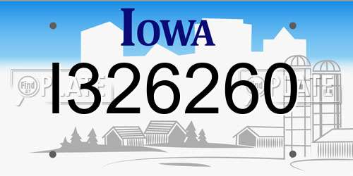 I326260 Iowa License Plate