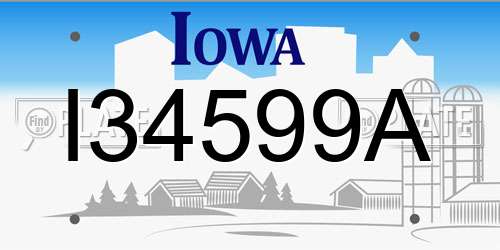 I34599A Iowa License Plate