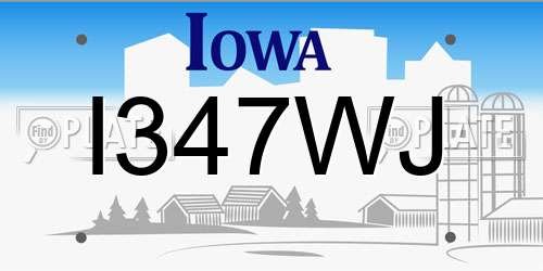 I347WJ Iowa License Plate