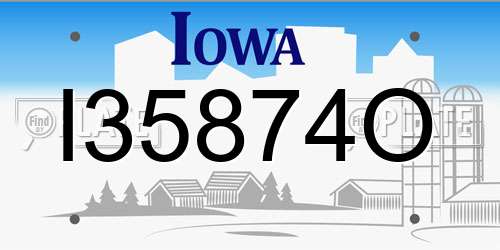 I35874O Iowa License Plate
