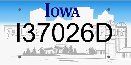I37026D Iowa License Plate