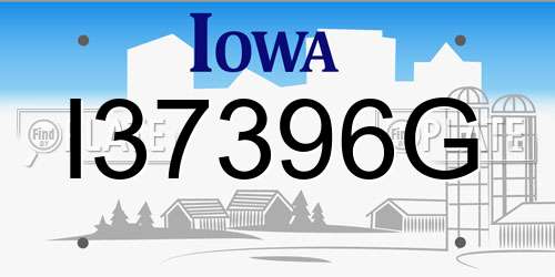 I37396G Iowa License Plate