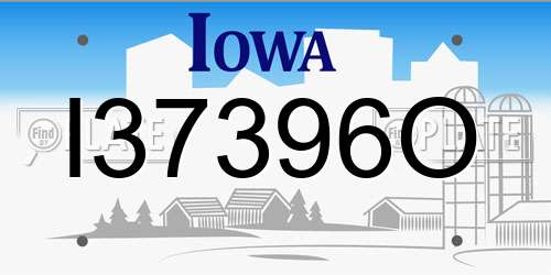 I37396O Iowa License Plate