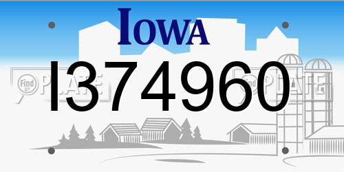 I374960 Iowa License Plate