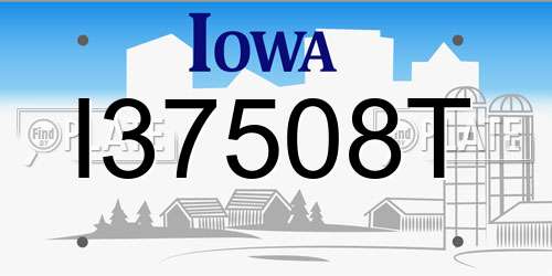 I37508T Iowa License Plate