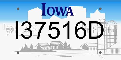 I37516D Iowa License Plate