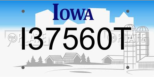 I37560T Iowa License Plate