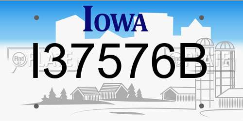 I37576B Iowa License Plate