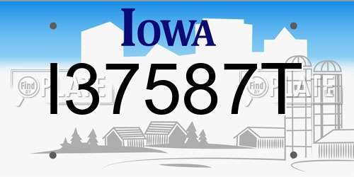 I37587T Iowa License Plate