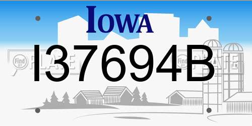 I37694B Iowa License Plate