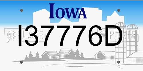 I37776D Iowa License Plate
