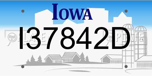 I37842D Iowa License Plate