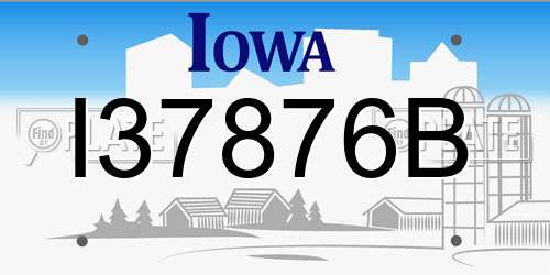 I37876B Iowa License Plate