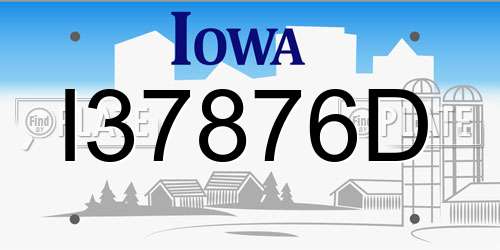I37876D Iowa License Plate
