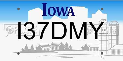I37DMY Iowa License Plate