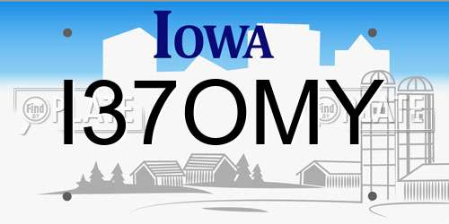I37OMY Iowa License Plate