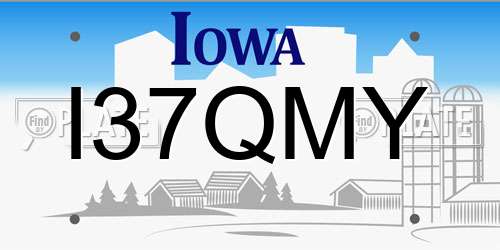 I37QMY Iowa License Plate