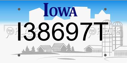 I38697T Iowa License Plate