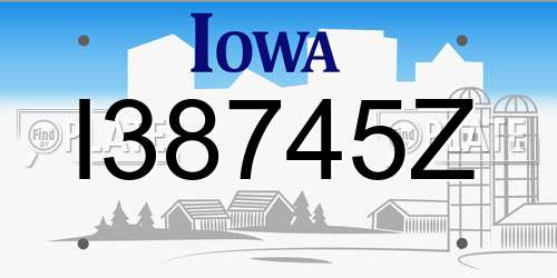 I38745Z Iowa License Plate
