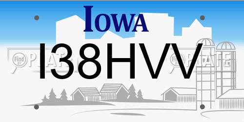 I38HVV Iowa License Plate