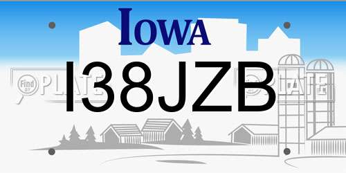 I38JZB Iowa License Plate