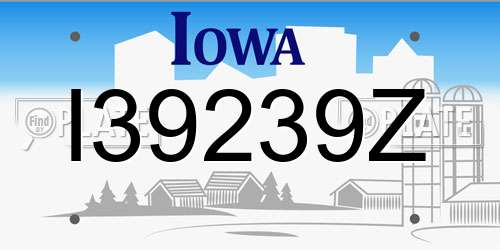 I39239Z Iowa License Plate