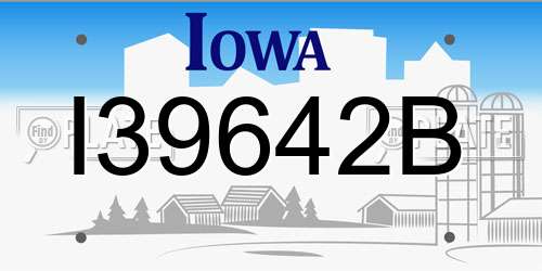 I39642B Iowa License Plate