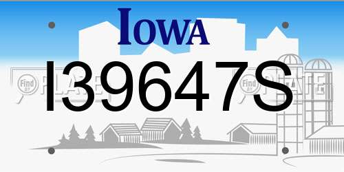 I39647S Iowa License Plate