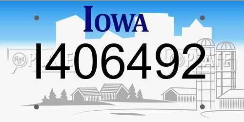 I406492 Iowa License Plate