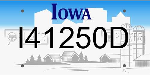 I41250D Iowa License Plate