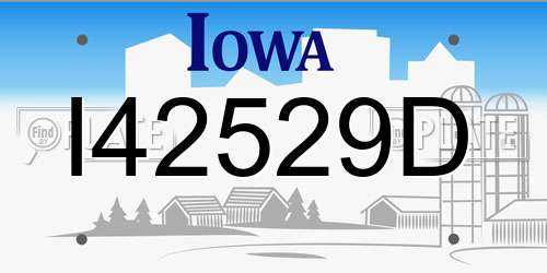 I42529D Iowa License Plate